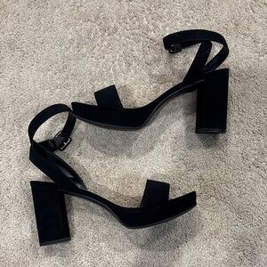 Elegant Black Block Heel Sandals